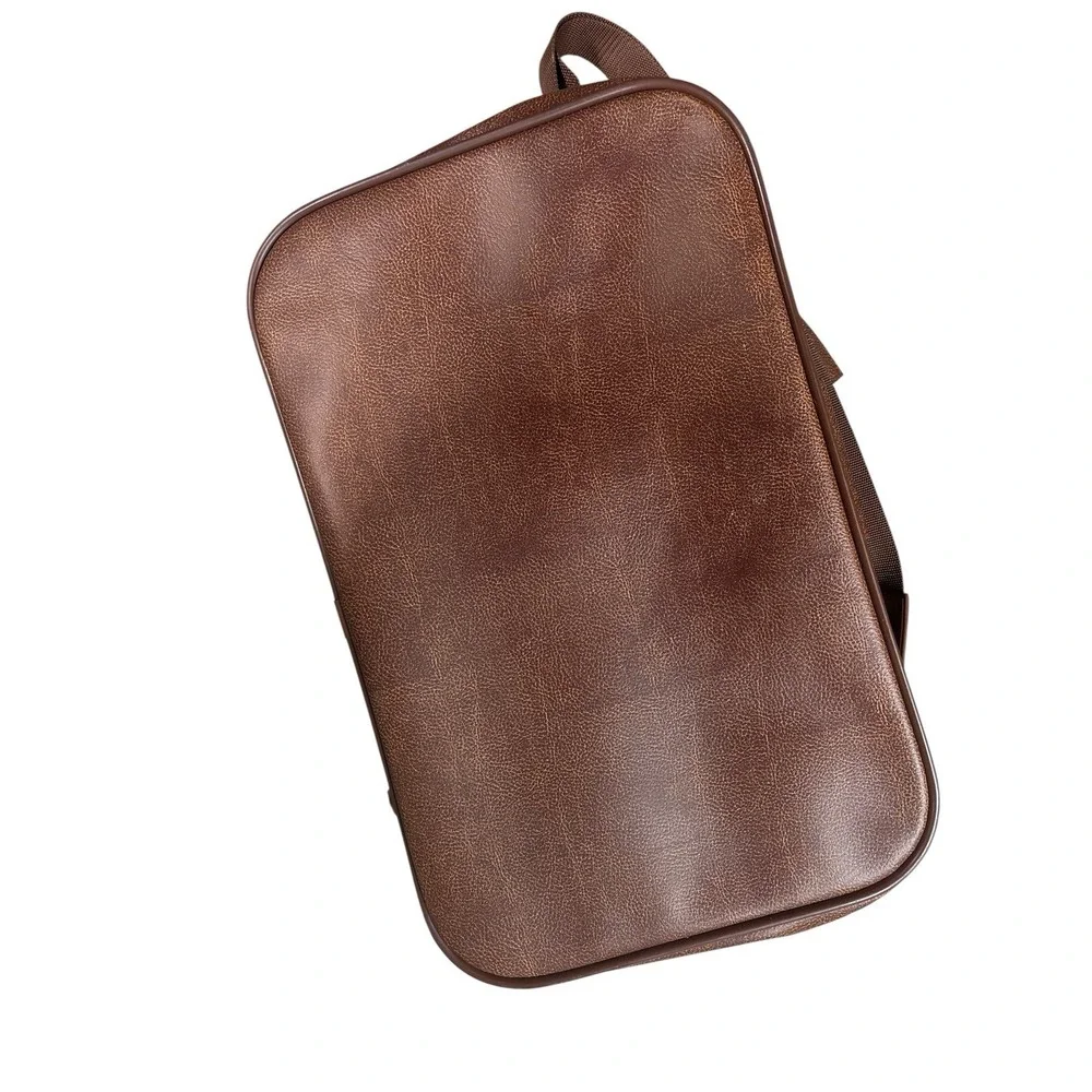 Vintage N. Compass Carry-on Luggage Travel Suitcase Bag Brown Y2K 90s